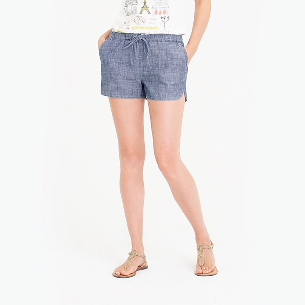 J. Crew** Chambray 3” Drawstring Shorts
